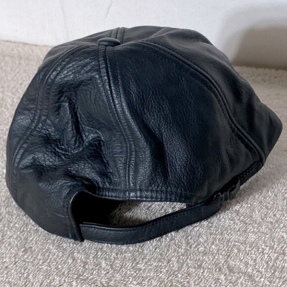 Black Lambskin Leather Hat - Picture 3 of 12